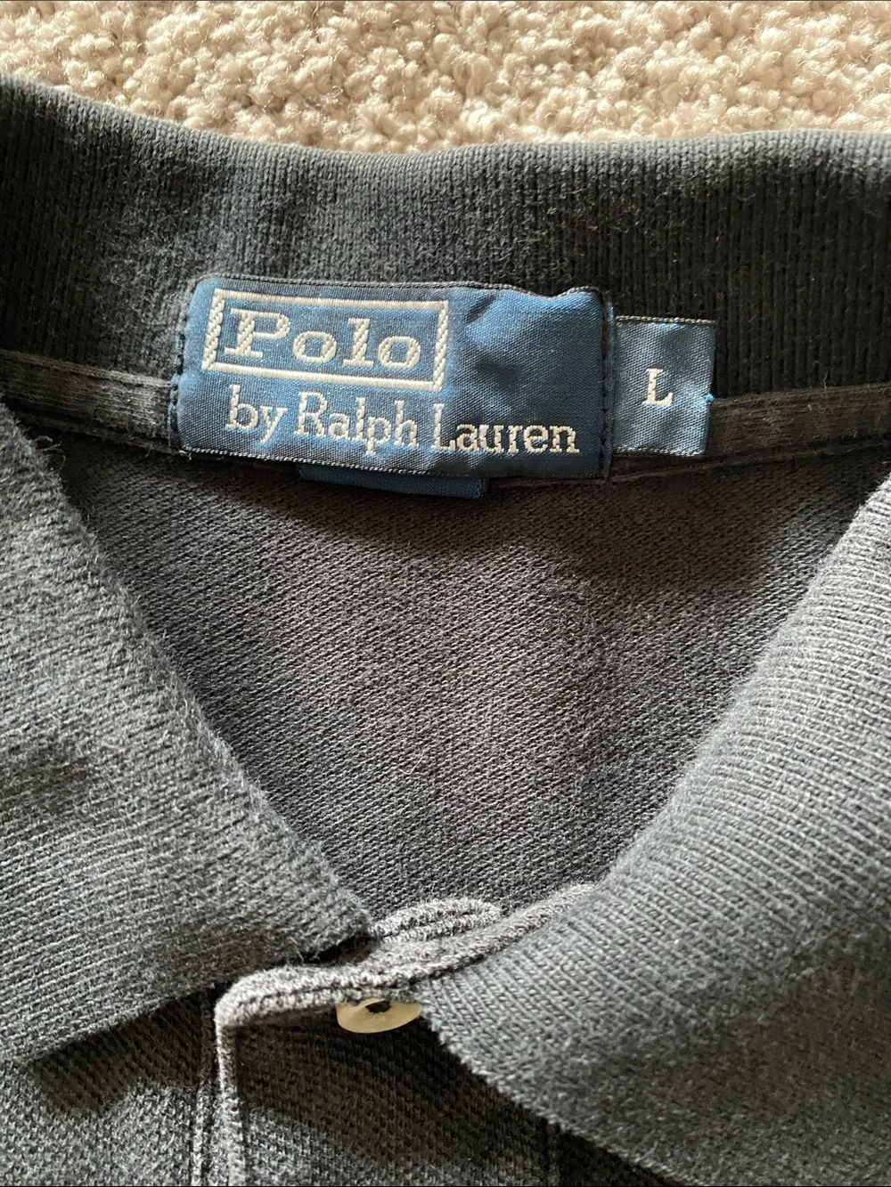 Ralph Lauren Black Polo with Gold Pony Embroidery